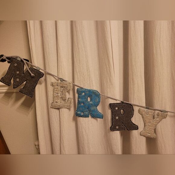 Merry Christmas Fabric Banner Garland Multi Color - Picture 2 of 6